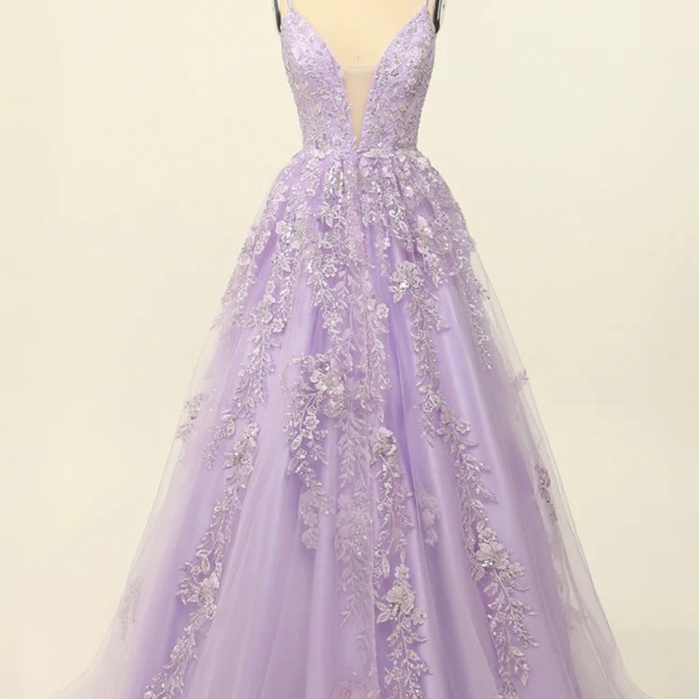 (L) Lilac Flower Embroidered Gown